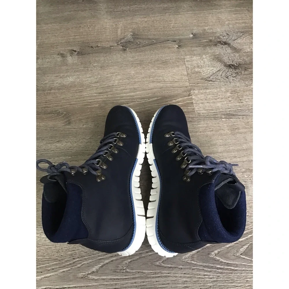 Cole Haan Men's 9.5 M Zerogrand Hiker Waterproof Leather Boots Navy Ink C31399